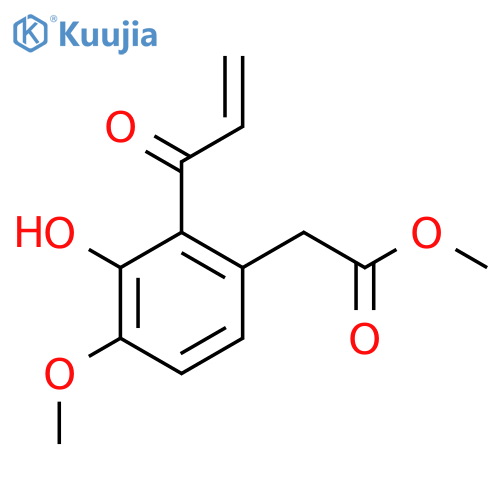 Benzeneacetic acid, 3-hydroxy-4-methoxy-2-(1-oxo-2-propenyl)-, methyl ester structure