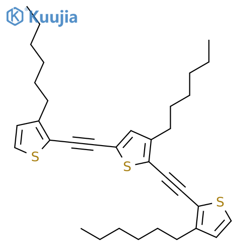 THIOPHENE, 3-HEXYL-2,5-BIS[(3-HEXYL-2-THIENYL)ETHYNYL]- structure