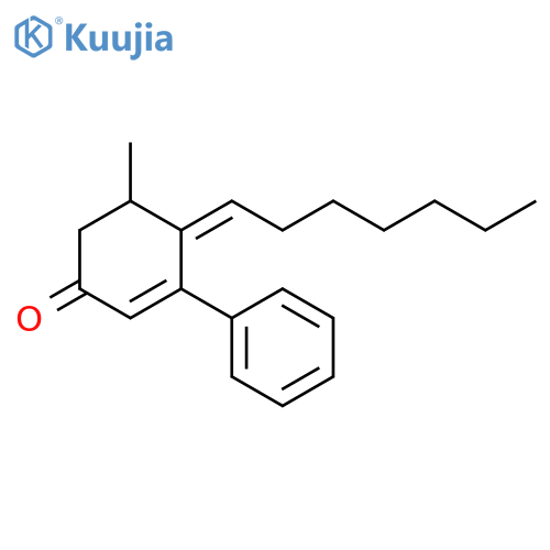 2-Cyclohexen-1-one, 4-heptylidene-5-methyl-3-phenyl-, (4E)- structure