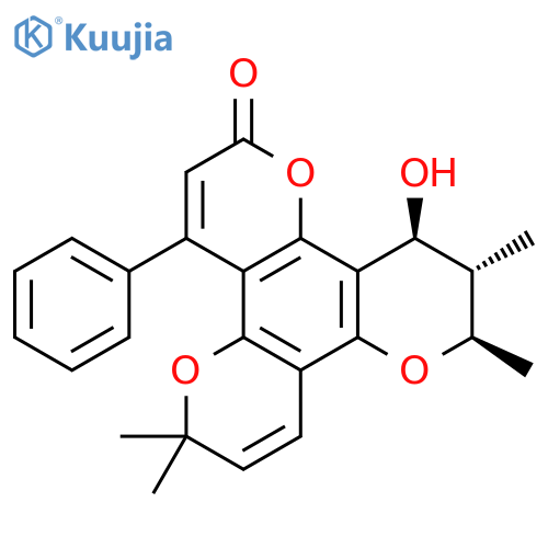 2H,6H,10H-Benzo[1,2-b:3,4-b':5,6-b'']tripyran-2-one,11,12-dihydro-12-hydroxy-6,6,10,11-tetramethyl-4-phenyl-, (10R,11S,12S)- structure