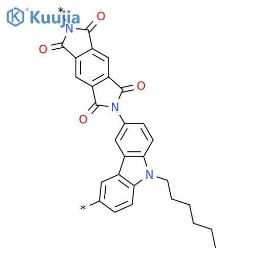 Poly[(5,7-dihydro-1,3,5,7-tetraoxobenzo[1,2-c:4,5-c']dipyrrole-2,6(1H,3H)-diyl)(9-hexyl-9H-carbazole-3,6-diyl)] structure