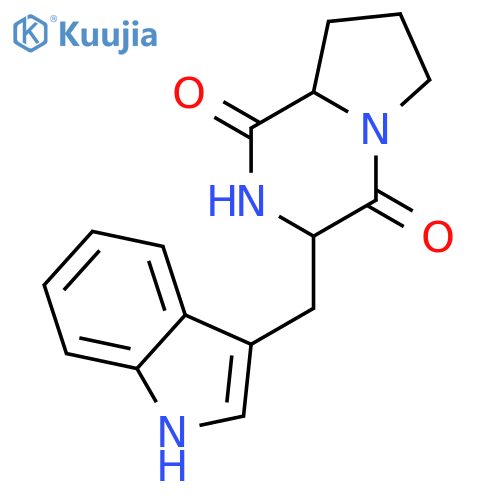 3-(indol-3-ylmethyl)hexahydropyrrolo[1,2-a]pyrazin-1,4-dione structure