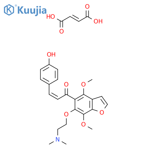 (E)-But-2-enedioic acid;(Z)-1-[6-[2-(dimethylamino)ethoxy]-4,7-dimethoxy-1-benzofuran-5-yl]-3-(4-hydroxyphenyl)prop-2-en-1-one structure
