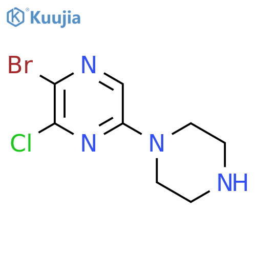Pyrazine, 2-bromo-3-chloro-5-(1-piperazinyl)- structure