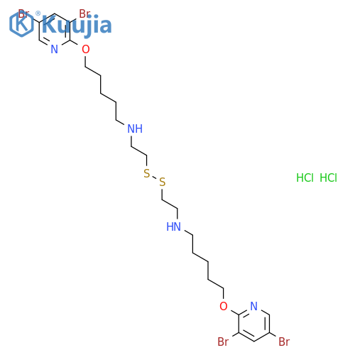 Pyridine, 2,2'-dithiobis(ethyleneiminopentamethyleneoxy)bis(3,5-dibromo-, dihydrochloride structure