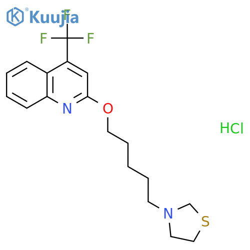 Thiazolidine, 3-(5-(4-trifluoromethyl-2-quinolyloxy)pentyl)-, hydrochloride structure