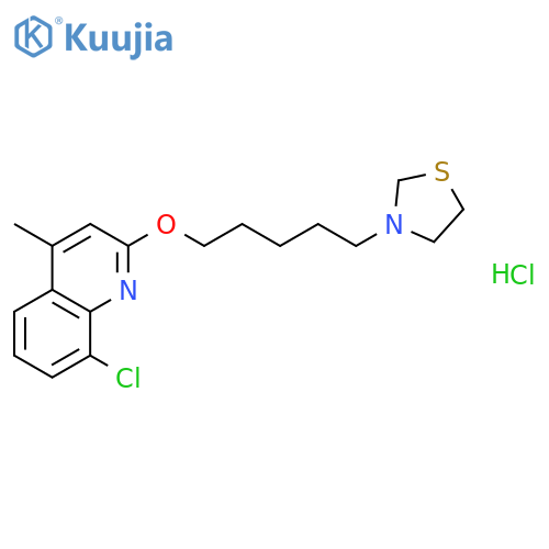 Thiazolidine, 3-(5-(8-chloro-4-methyl-2-quinolinyloxy)pentyl)-, hydrochloride structure