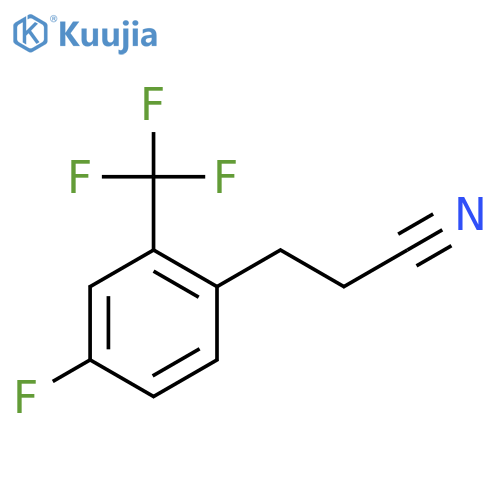 3-4-fluoro-2-(trifluoromethyl)phenylpropanenitrile structure
