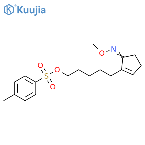 2-Cyclopenten-1-one, 2-[5-[[(4-methylphenyl)sulfonyl]oxy]pentyl]-, O-methyloxime structure