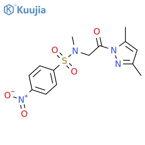 <br>2-(3,5-dimethyl-1H-pyrazol-1-yl)-N-methyl-S-(4-nitrophenyl)-2-oxoethane-1-s ulfonamido structure