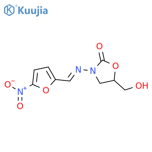 5-(hydroxymethyl)-3-[(5-nitrofuran-2-yl)methylideneamino]-1,3-oxazolidin-2-one structure