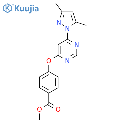 Methyl 4-((6-(3,5-dimethyl-1H-pyrazol-1-yl)pyrimidin-4-yl)oxy)benzoate structure