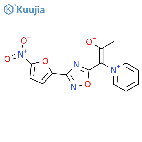 (e)-1-(2,5-dimethylpyridin-1-ium-1-yl)-1-[3-(5-nitrofuran-2-yl)-1,2,4-oxadiazol-5-yl]prop-1-en-2-olate structure