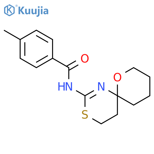 Benzamide, 4-methyl-N-7-oxa-3-thia-1-azaspiro(5.5)undec-1-en-2-yl-, (+-)- structure