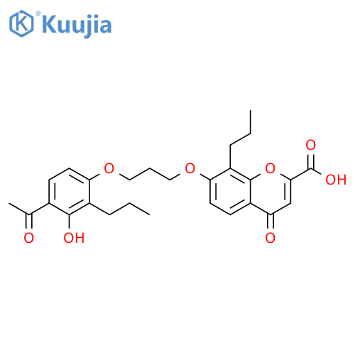 4H-1-Benzopyran-2-carboxylic acid, 7-[3-(4-acetyl-3-hydroxy-2-propylphenoxy)propoxy]-4-oxo-8-propyl- structure