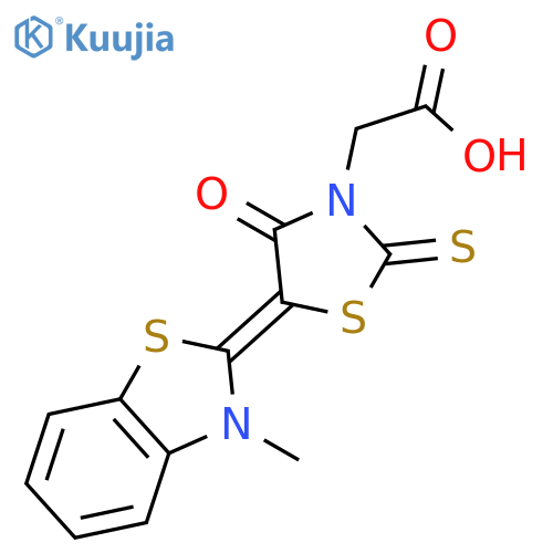2-{5-(2Z)-3-methyl-2,3-dihydro-1,3-benzothiazol-2-ylidene-4-oxo-2-sulfanylidene-1,3-thiazolidin-3-yl}acetic acid structure