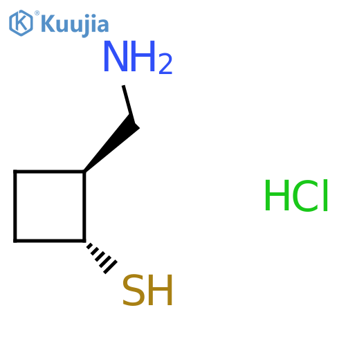 (1R,2S)-2-(Aminomethyl)cyclobutane-1-thiol;hydrochloride structure