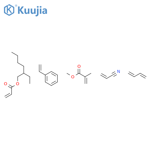 buta-1,3-diene; 2-ethylhexyl prop-2-enoate; methyl 2-methylprop-2-enoate; prop-2-enenitrile; styrene structure