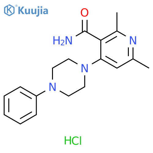 3-Pyridinecarboxamide, 2,6-dimethyl-4-(4-phenyl-1-piperazinyl)-, hydrochloride (1:2) structure