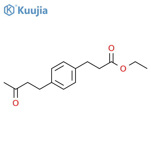 Benzenepropanoic acid, 4-(3-oxobutyl)-, ethyl ester structure