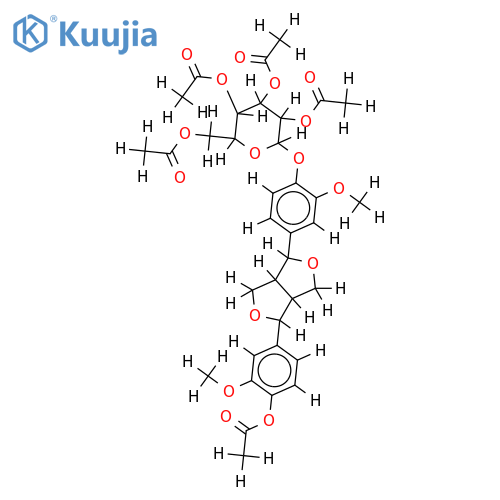(+)-pinoresinol O-beta-D-glucoside pentaacetate structure
