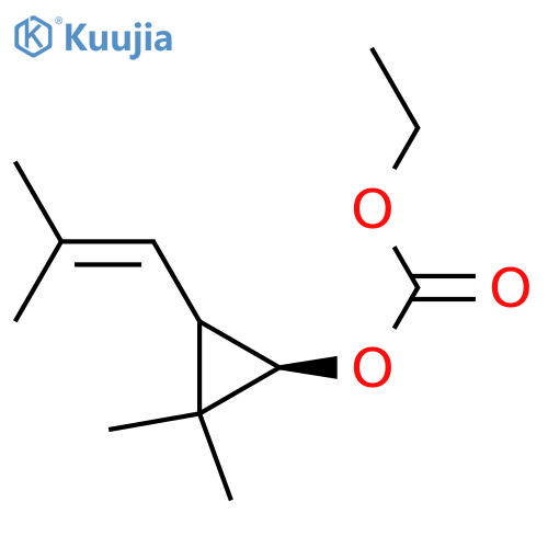 (1R,E)-2,2-dimethyl-3(2-methylprop-1-enyl)-cyclopropane-1-carbonic acid ethyl ester structure