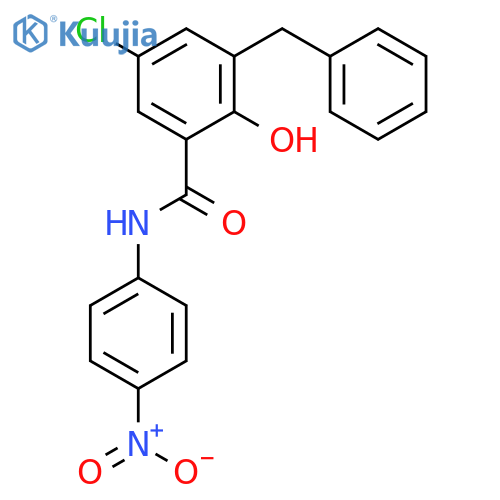 BENZAMIDE, 5-CHLORO-2-HYDROXY-N-(4-NITROPHENYL)-3-(PHENYLMETHYL)- structure