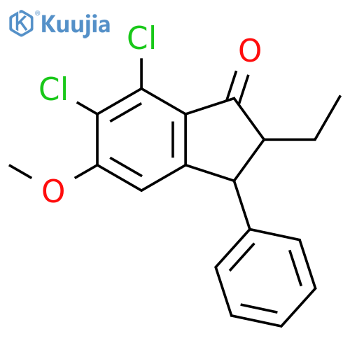 1H-INDEN-1-ONE, 6,7-DICHLORO-2-ETHYL-2,3-DIHYDRO-5-METHOXY-3-PHENYL- structure