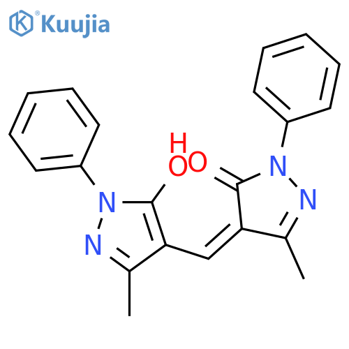 3H-Pyrazol-3-one,2,4-dihydro-4-[(5-hydroxy-3-methyl-1-phenyl-1H-pyrazol-4-yl)methylene]-5-methyl-2-phenyl- structure