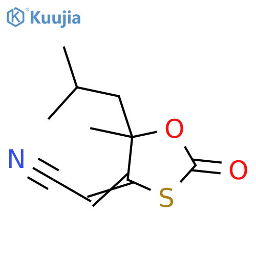 Acetonitrile, 2-[5-methyl-5-(2-methylpropyl)-2-oxo-1,3-oxathiolan-4-ylidene]- structure