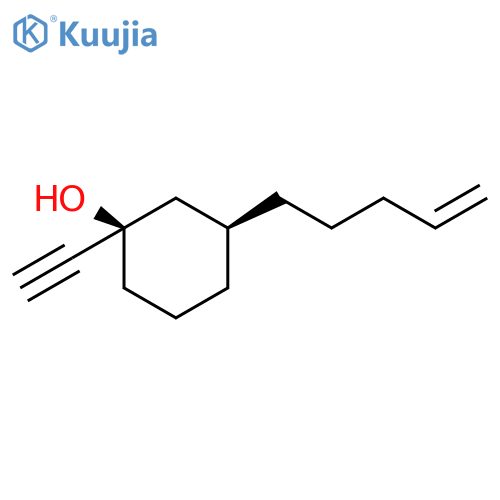 Cyclohexanol, 1-ethynyl-3-(4-pentenyl)-, (1R,3S)-rel- structure