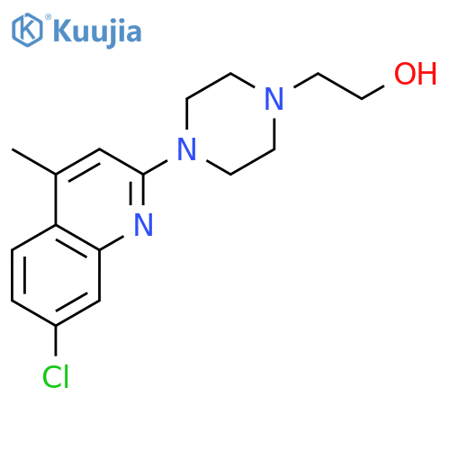 1-Piperazineethanol, 4-(7-chloro-4-methyl-2-quinolinyl)- structure