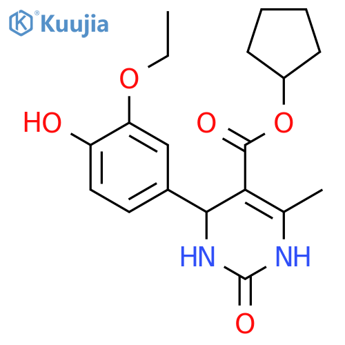 <br>cyclopentyl 4-(3-ethoxy-4-hydroxyphenyl)-6-methyl-2-oxo-1,2,3,4-tetrahydro- 5-pyrimidinecarboxylate structure