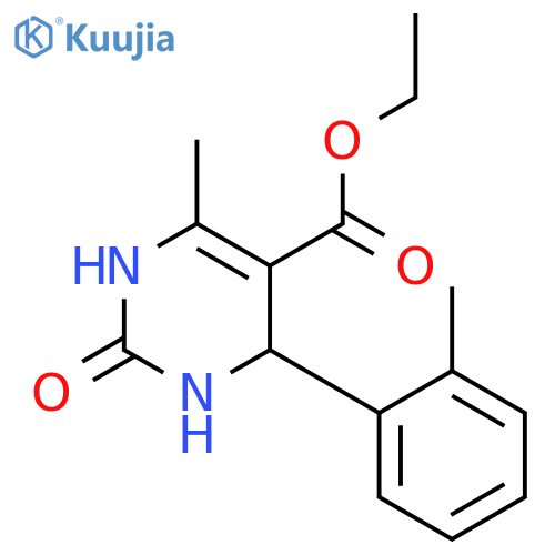 5-Pyrimidinecarboxylicacid, 1,2,3,4-tetrahydro-6-methyl-4-(2-methylphenyl)-2-oxo-, ethyl ester structure