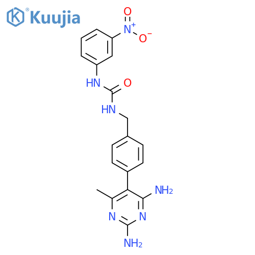 1-[[4-(2,4-diamino-6-methylpyrimidin-5-yl)phenyl]methyl]-3-(3-nitrophenyl)urea structure