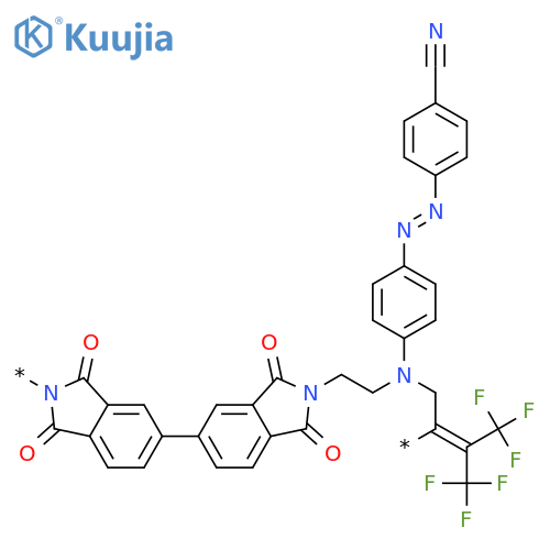 Poly[(1,3-dihydro-1,3-dioxo-2H-isoindole-2,5-diyl)[2,2,2-trifluoro-1-(trifluoromethyl)ethylidene](1,3-dihydro-1,3-dioxo-2H-isoindole-5,2-diyl)-1,2-ethanediyl[[4-[(4-cyanophenyl)azo]phenyl]imino]-1,2-ethanediyl] structure