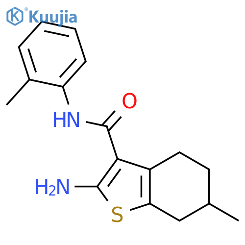 <br>2-Amino-6-methyl-4,5,6,7-tetrahydro-benzo[b]thiophene-3-carboxylic acid o-t olylamide structure