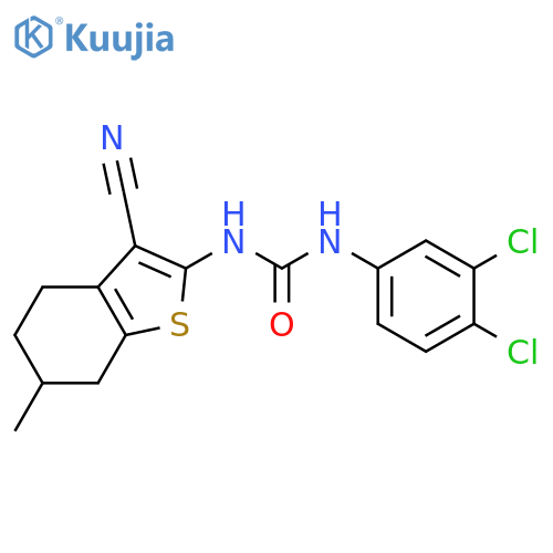 <br>1-(3-Cyano-6-methyl-4,5,6,7-tetrahydro-benzo[b]thiophen-2-yl)-3-(3,4-dichlo ro-phenyl)-urea structure