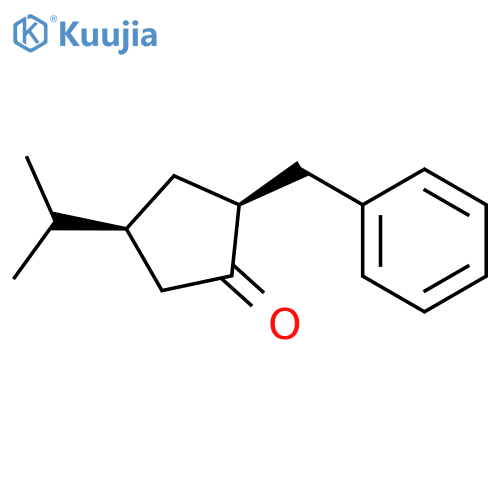 Cyclopentanone, 4-(1-methylethyl)-2-(phenylmethyl)-, (2S,4S)- structure