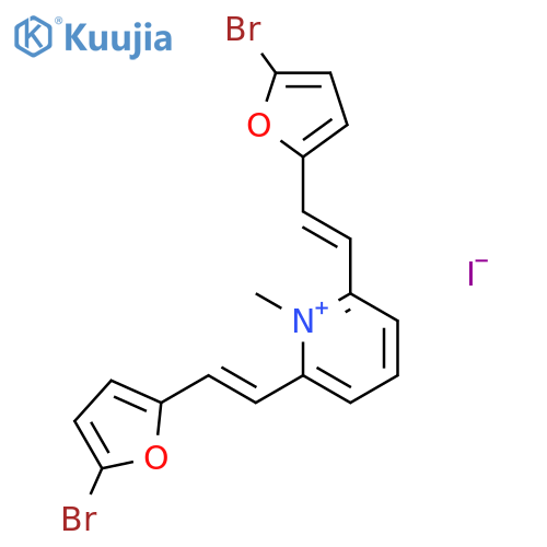 Pyridinium, 2,6-bis[(1E)-2-(5-bromo-2-furanyl)ethenyl]-1-methyl-, iodide structure