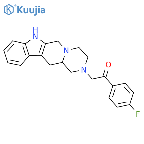 2-(p-Fluorophenacyl)-1,2,3,4,6,7,12,12a-octahydropyrazino(2',1':6,1)pyrido(3,4-b)indole structure