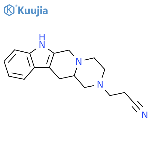 (+-)-3,4,6,7,12,12a-Hexahydropyrazino(1',2':1,6)pyrido(3,4-b)indole-2(1H)-propanenitrile structure