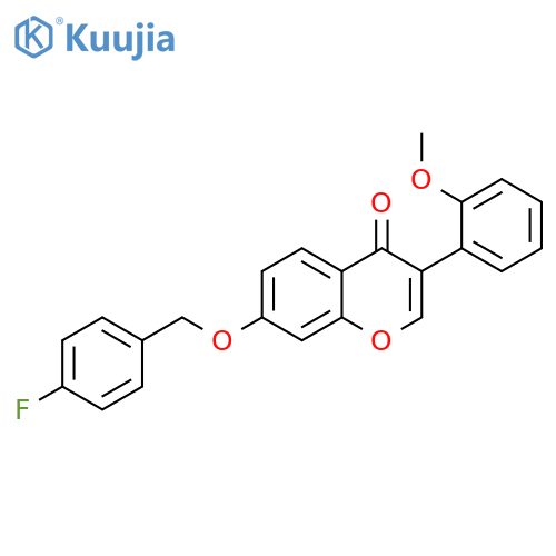 7-(4-fluorophenyl)methoxy-3-(2-methoxyphenyl)-4H-chromen-4-one structure