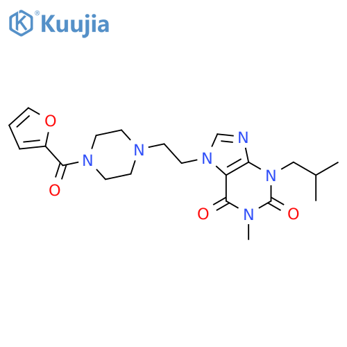 1H-Purine-2,6-dione, 7-[2-[4-(2-furanylcarbonyl)-1-piperazinyl]ethyl]-3,7-dihydro-1-methyl-3-(2-methylpropyl)- structure