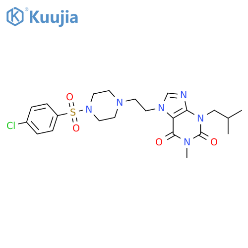 1H-Purine-2,6-dione, 7-[2-[4-[(4-chlorophenyl)sulfonyl]-1-piperazinyl]ethyl]-3,7-dihydro-1-methyl-3-(2-methylpropyl)- structure