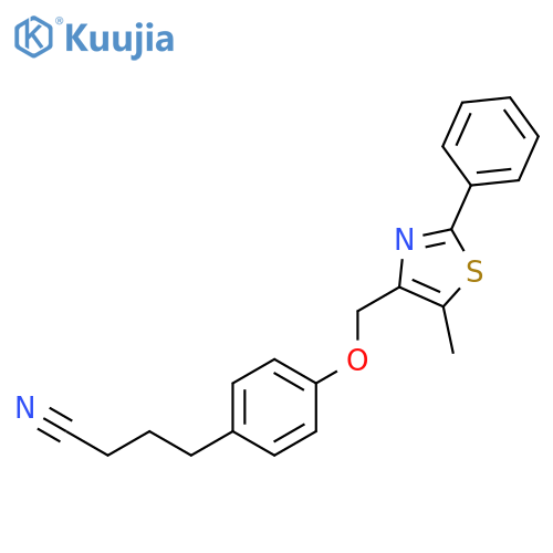 Benzenebutanenitrile, 4-[(5-methyl-2-phenyl-4-thiazolyl)methoxy]- structure