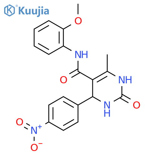 N-(2-methoxyphenyl)-6-methyl-4-(4-nitrophenyl)-2-oxo-1,2,3,4-tetrahydropyrimidine-5-carboxamide structure