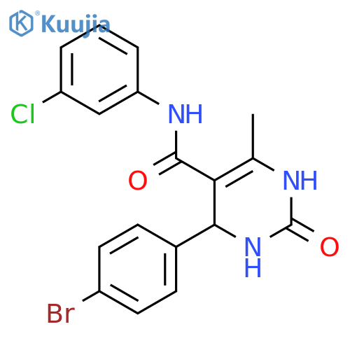4-(4-bromophenyl)-N-(3-chlorophenyl)-6-methyl-2-oxo-1,2,3,4-tetrahydropyrimidine-5-carboxamide structure