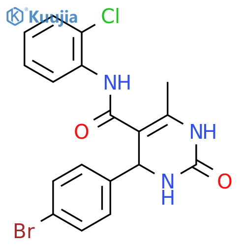4-(4-bromophenyl)-N-(2-chlorophenyl)-6-methyl-2-oxo-1,2,3,4-tetrahydropyrimidine-5-carboxamide structure