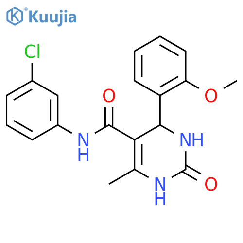 N-(3-chlorophenyl)-4-(2-methoxyphenyl)-6-methyl-2-oxo-1,2,3,4-tetrahydropyrimidine-5-carboxamide structure